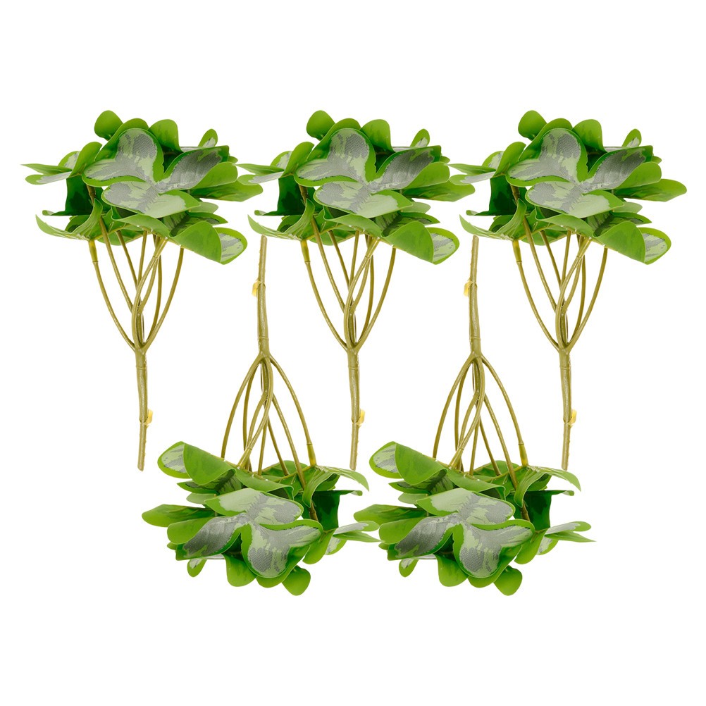 5 Pcs Artificial Shamrock Picks Lifelike Green Plant Stems Home Office Decor