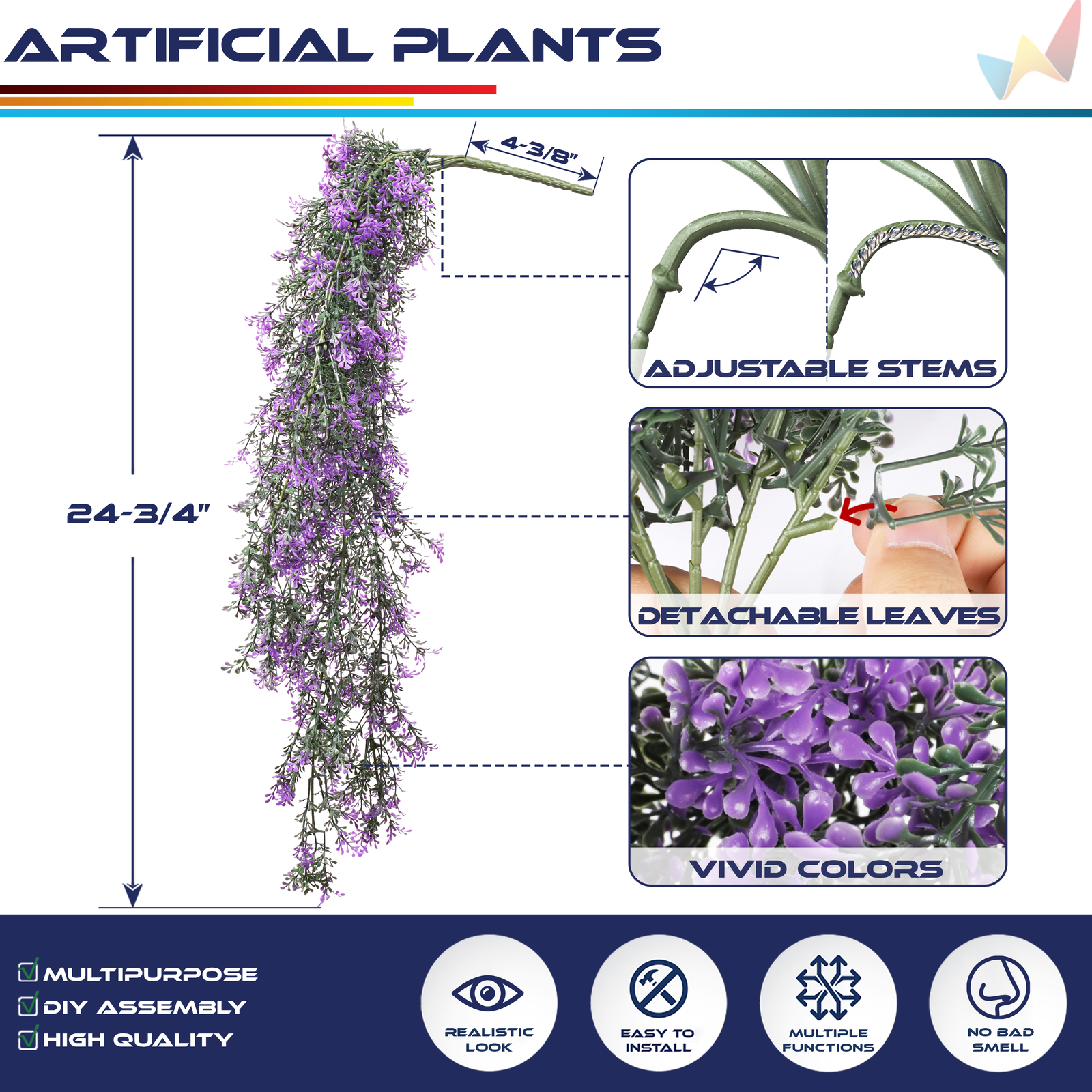 Artificial Flowers Fake Plant Branches Decor Hanging Outdoor Wedding Home Garden