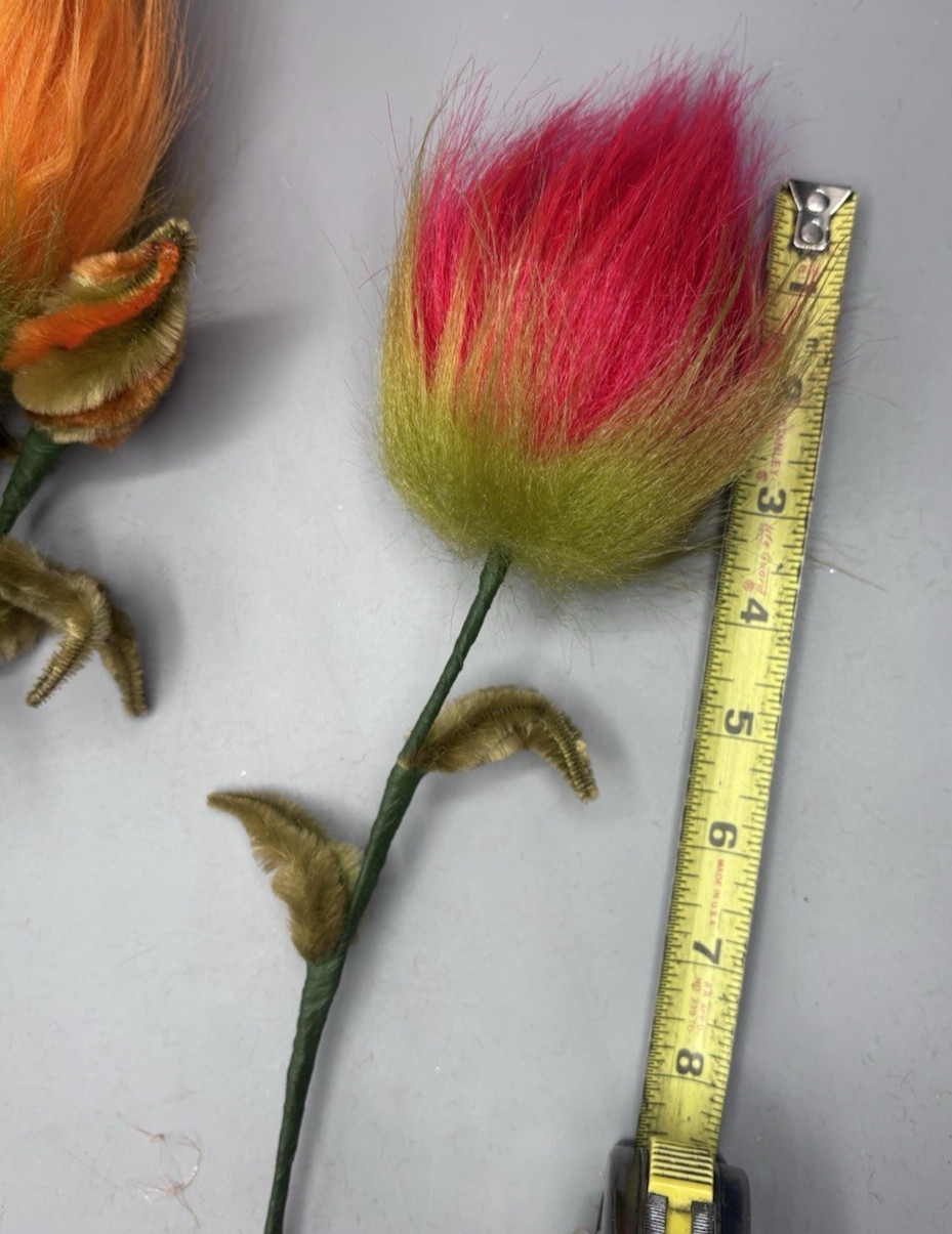 Vintage Handmade Flower Bouquet Beads Pipe Cleaner Troll Hair Whimsical Fantasy