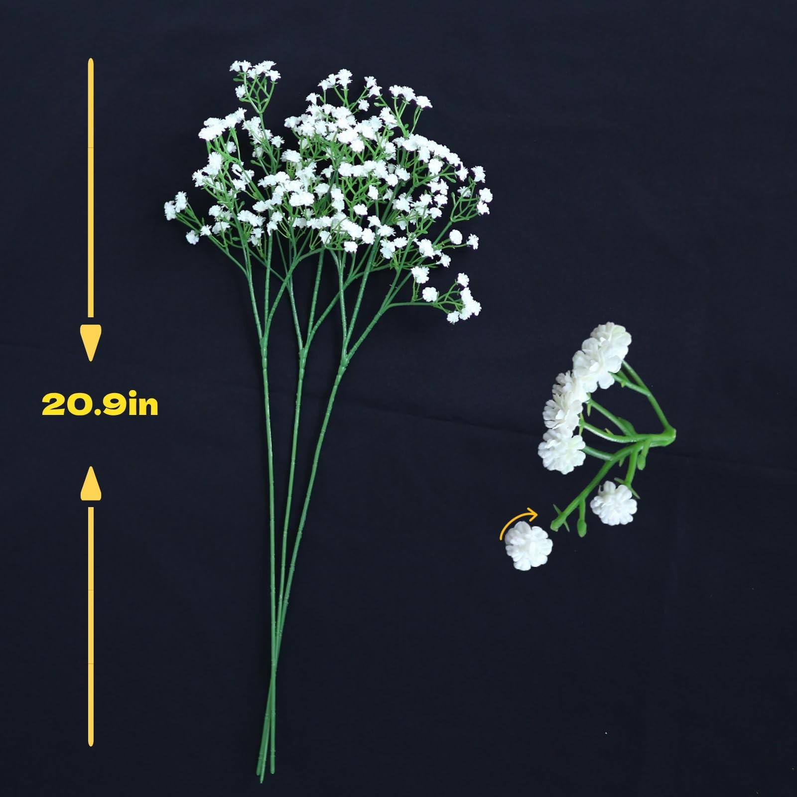12 PCS White Baby Breath Flowers Artificial Real Touch Wedding Home Decor