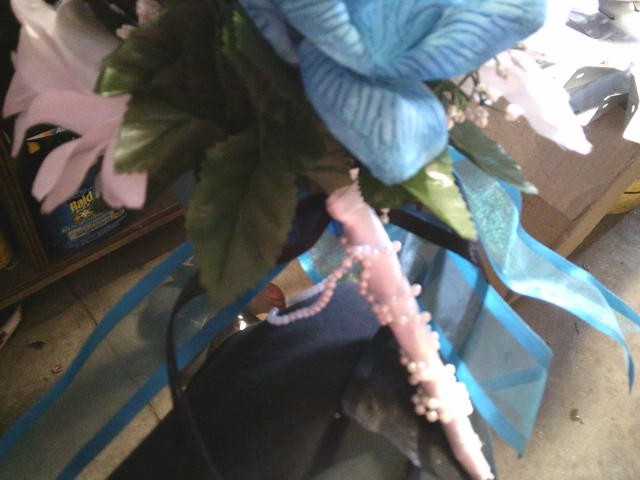 Used Artificial Blue, Black & White Rose Flower Wedding Bouquets