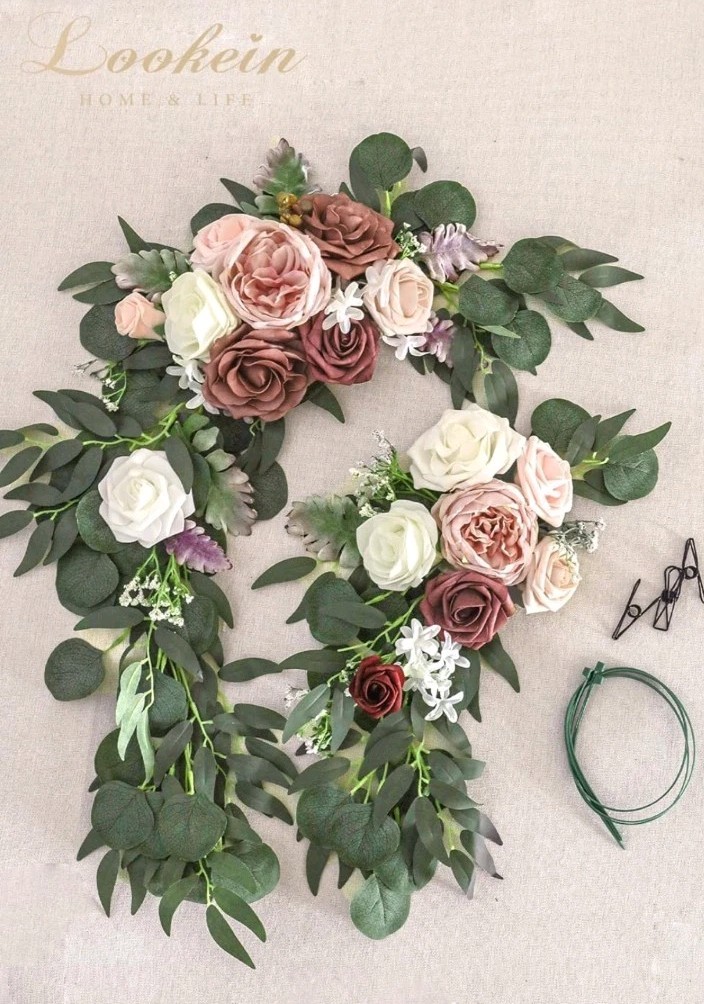 Lookein Artificial Flower Swag for Wedding Welcome Sign Floral Decoration