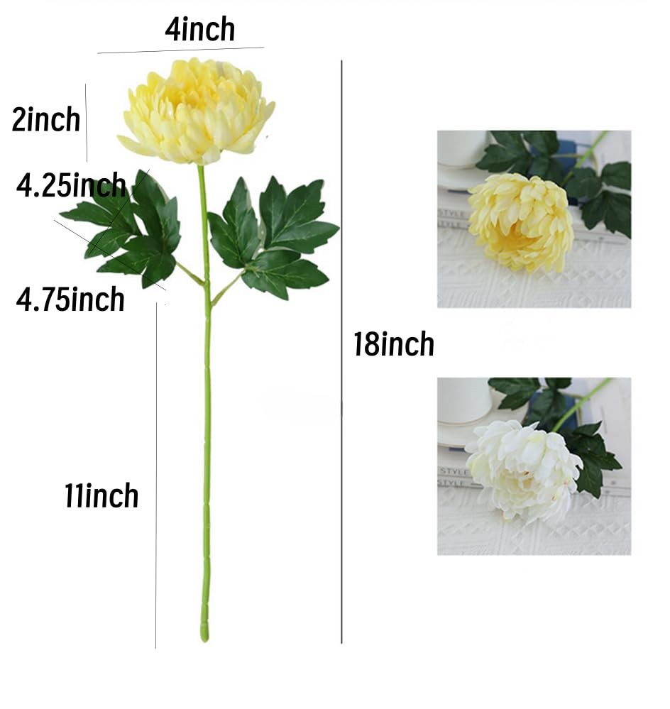 6cs Artificial Mums Flowers Fake Silk Chrysanthemum Balls Flower,18″ Flower B…