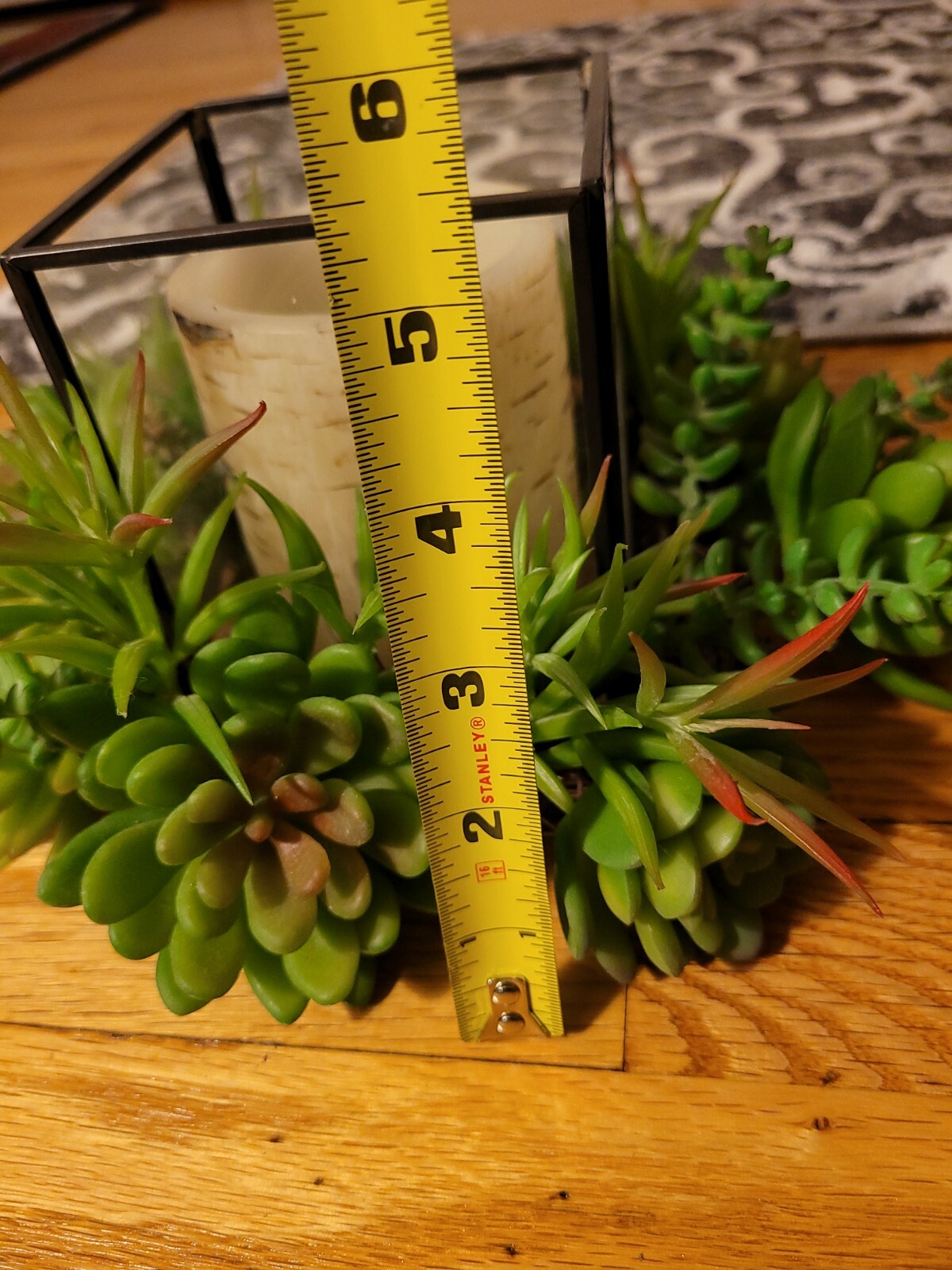 Pier 1 Imports Faux Succulent & Glass Metal Organic Candle Holder NWT Retired