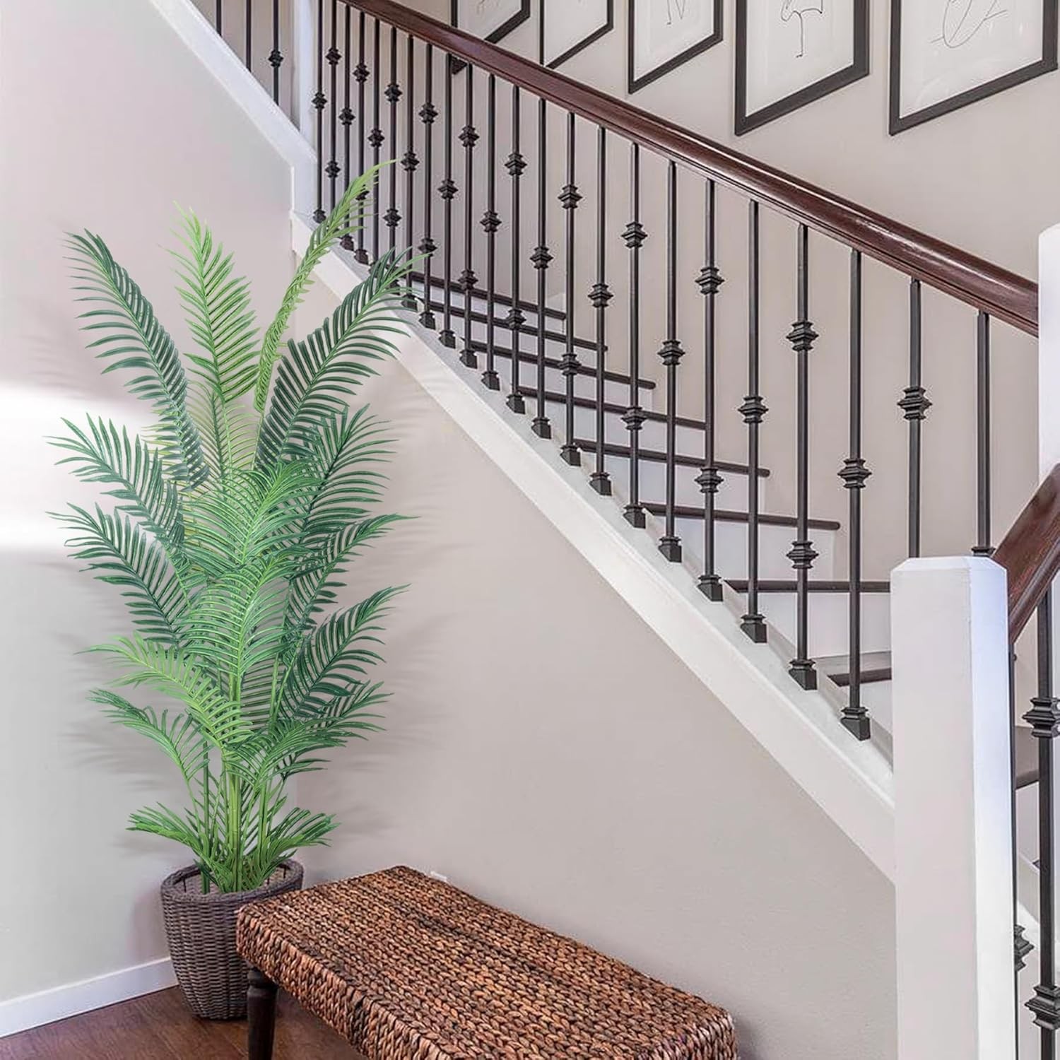 6FT Artificial Palm Tree with Real Touch Leaves and Adjustable