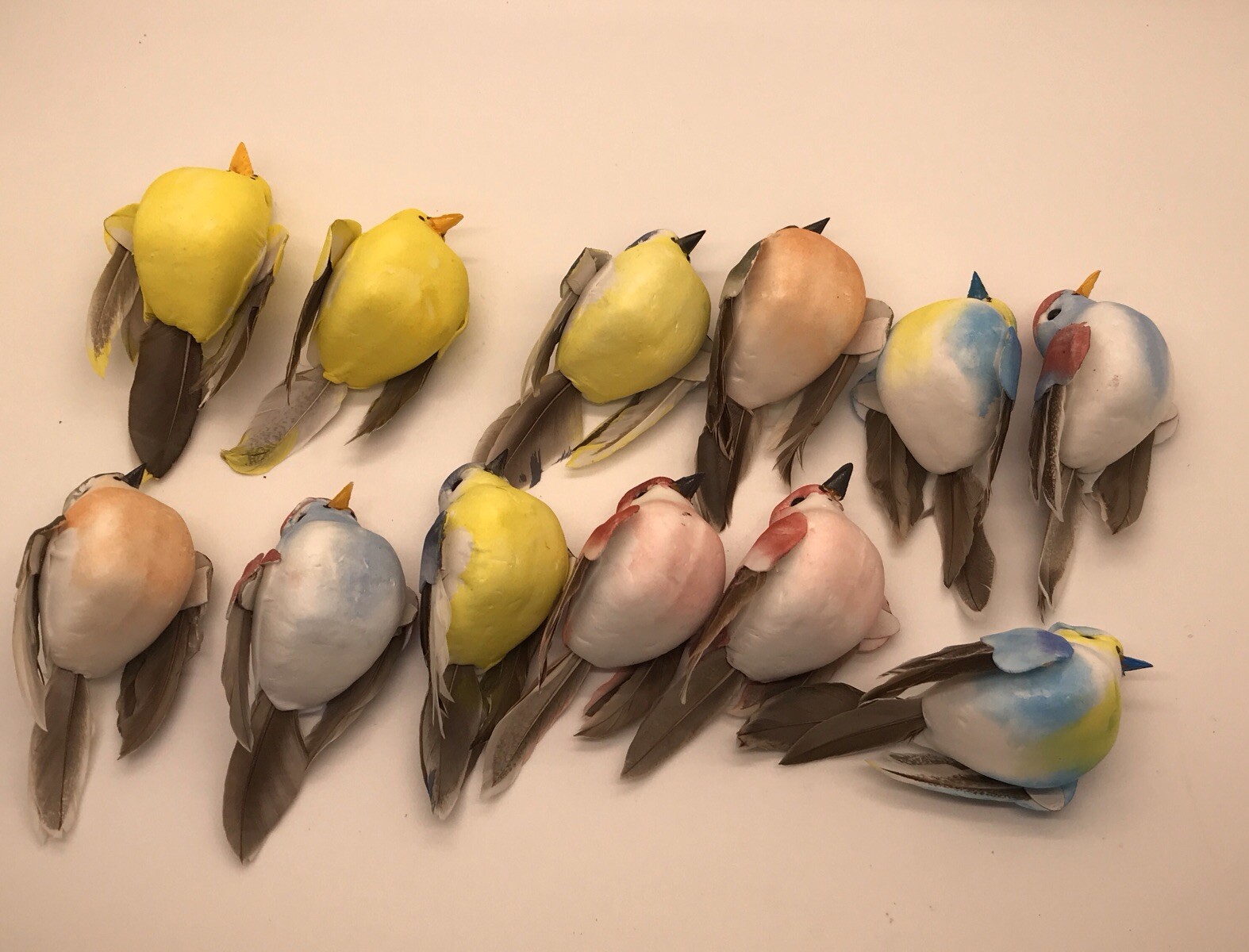 12 Artificial Foam Feather Birds 3.5 Inches Mini Love Birds for Crafts Easter