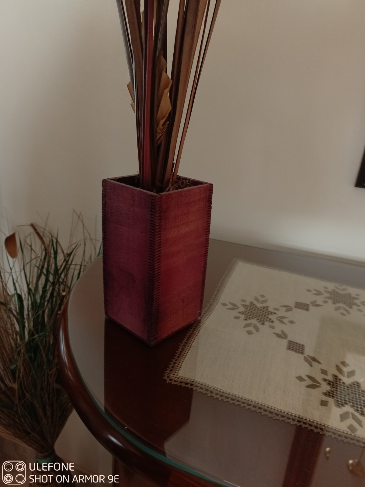 WOW Decorative Wooden Box Pot Vase Planter Dried Flowers, Handmade Home Decor