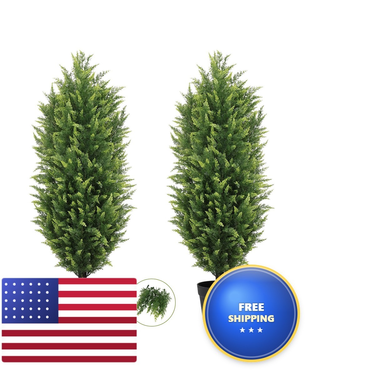 THE BLOOM TIMES 3FT Tall Artificial Cedar Topiary Trees Set of 2 UV Resistant