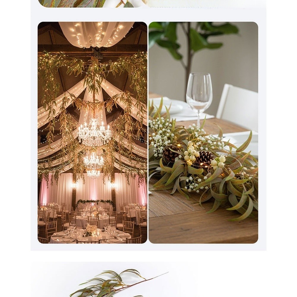 Artificial Eucalyptus Leaves Vine Rattan Fake Greenery for Wedding Table Home