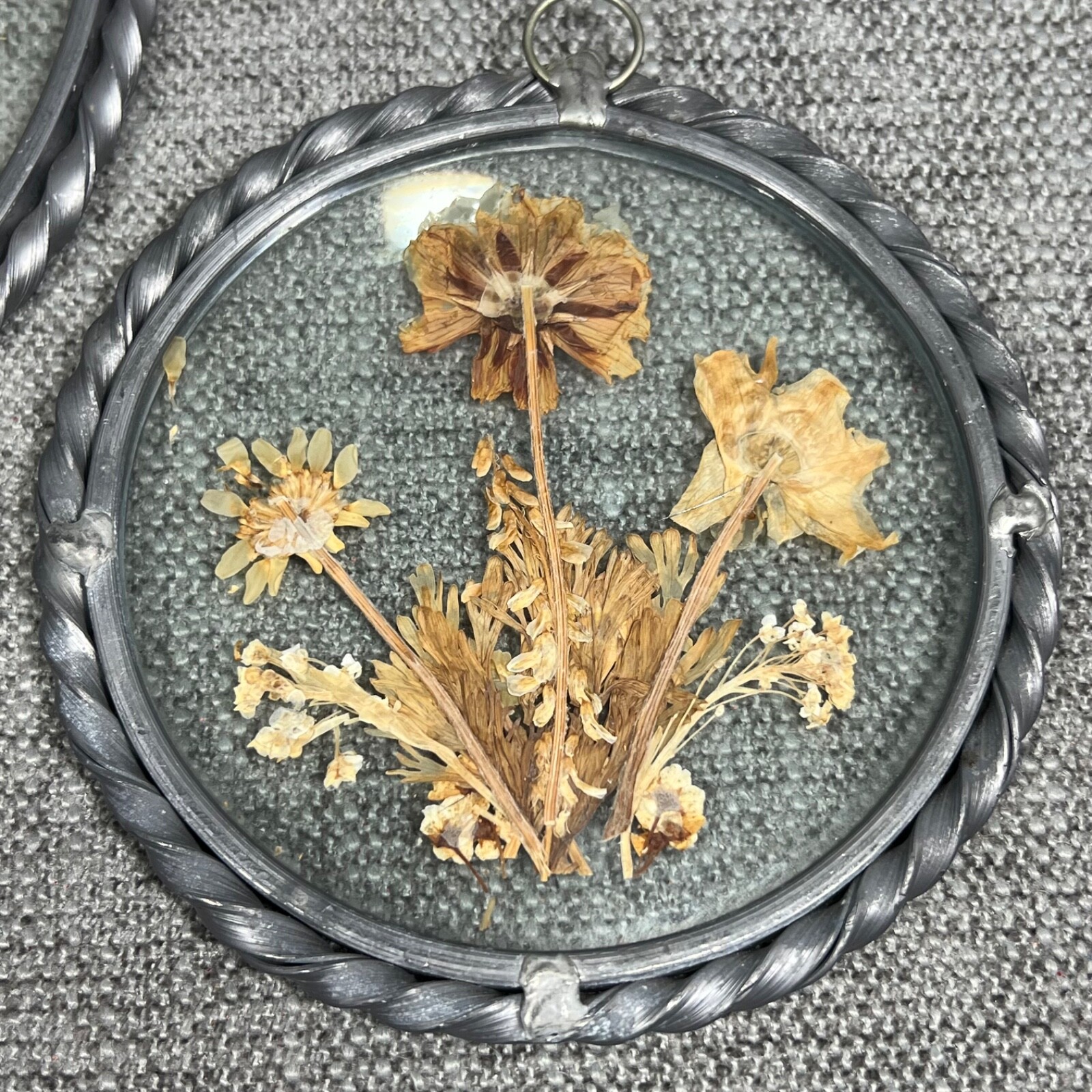 3 Lasting Impressions Dried Flower Wall Hangings Twisted Pewter Frames USA Made