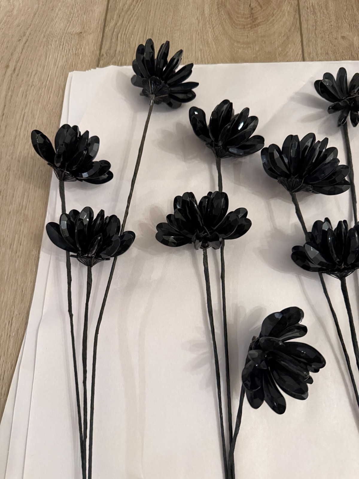 Black Daisy Beaded Flowers Long Stem