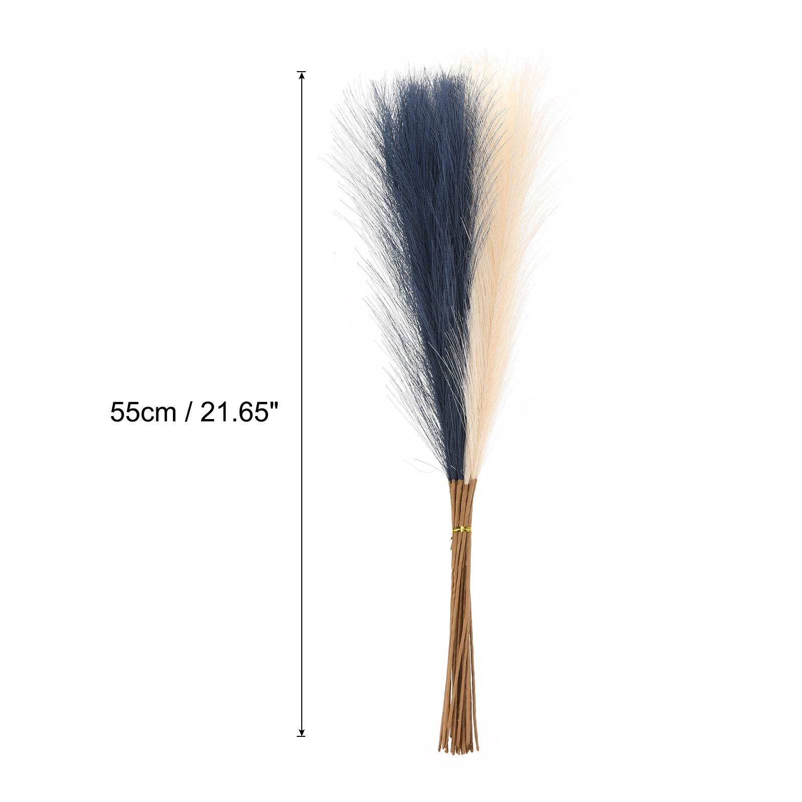 20 Pcs Dark Blue/Beige Faux Pampas Grass 55cm Fake Pampas Grass Decor