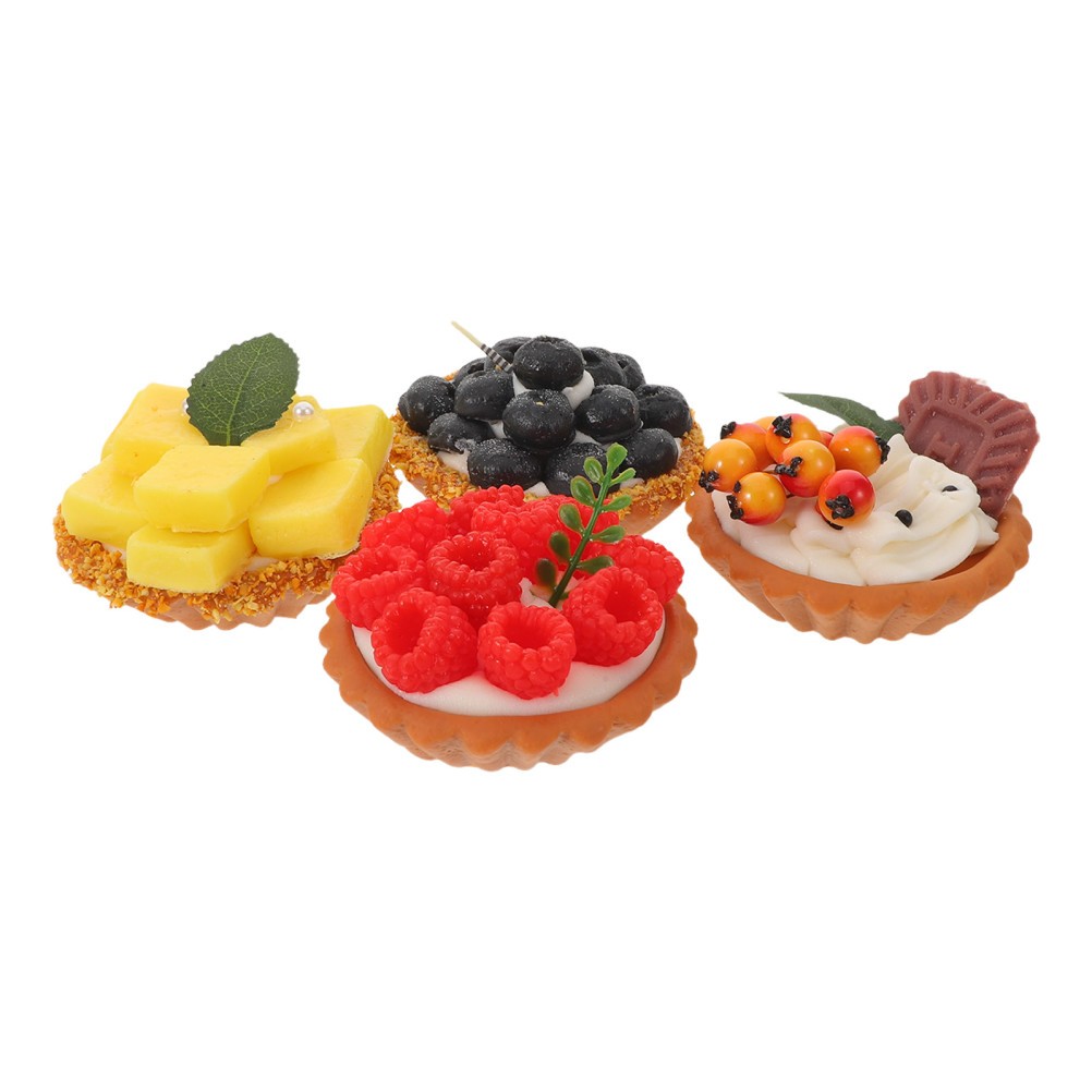 4Pcs Durable Simulated Egg Tart Food Models Assorted Color for Party Decor