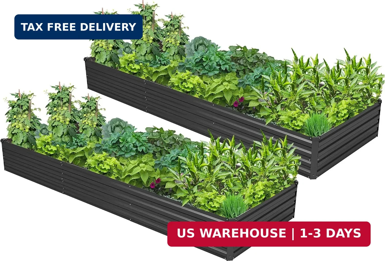 2PCS 9x3x1ft Galvanized Raised Garden Bed,Outdoor Planter Box Metal Patio Kit Pl