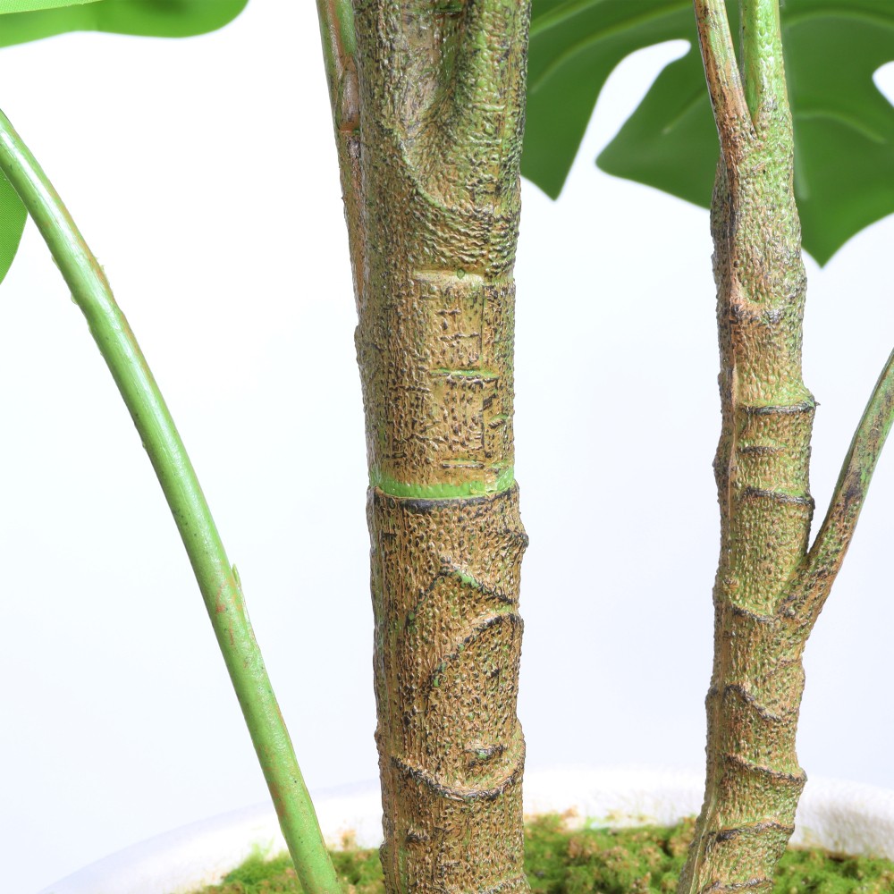 30 Inch Artificial Monstera Deliciosa Plant with White Pot 2 Piece Set Indoor