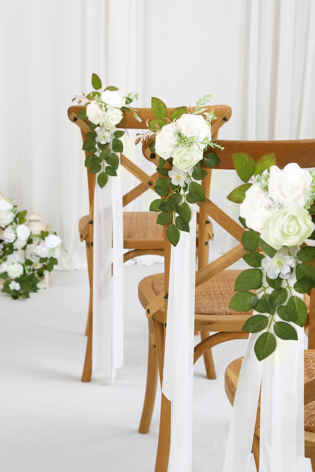 10 Wedding Aisle Decorations for Wedding Ceremony White Wedding Chair Decorat…