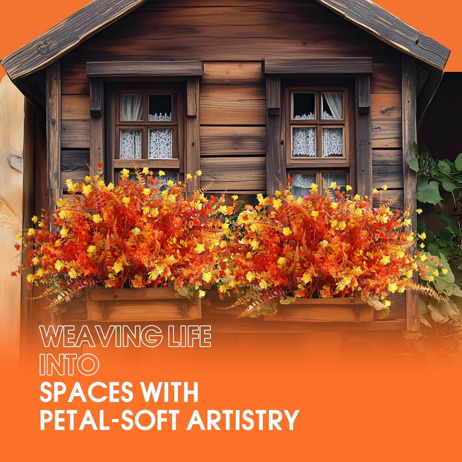 Artificial Fall Flowers for Outdoors,36 pcs Faux Outdoors Plants Realistic Ar…