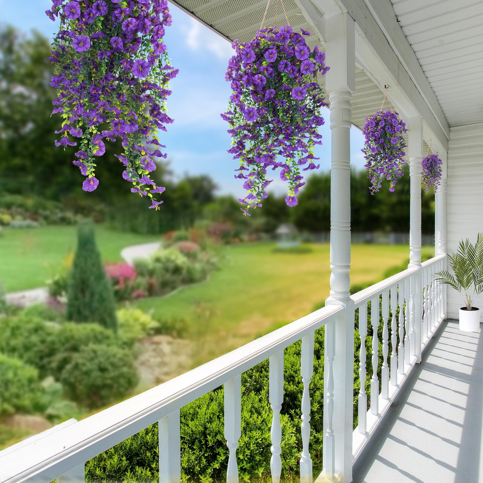 Artificial Fake Hanging Flowers Plants for Outdoor Outside Spring Summer Deco…