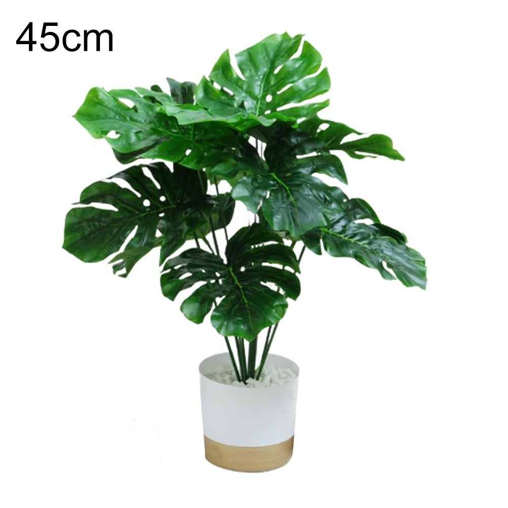 Artificial Tropical Plant Pair in White Pots for Low Maintenance Indoor Decor