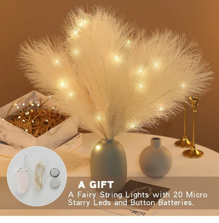 Grass Decor, Small Fake Pampas Grass Plants for Wedding Kitchen Yard Home Decor