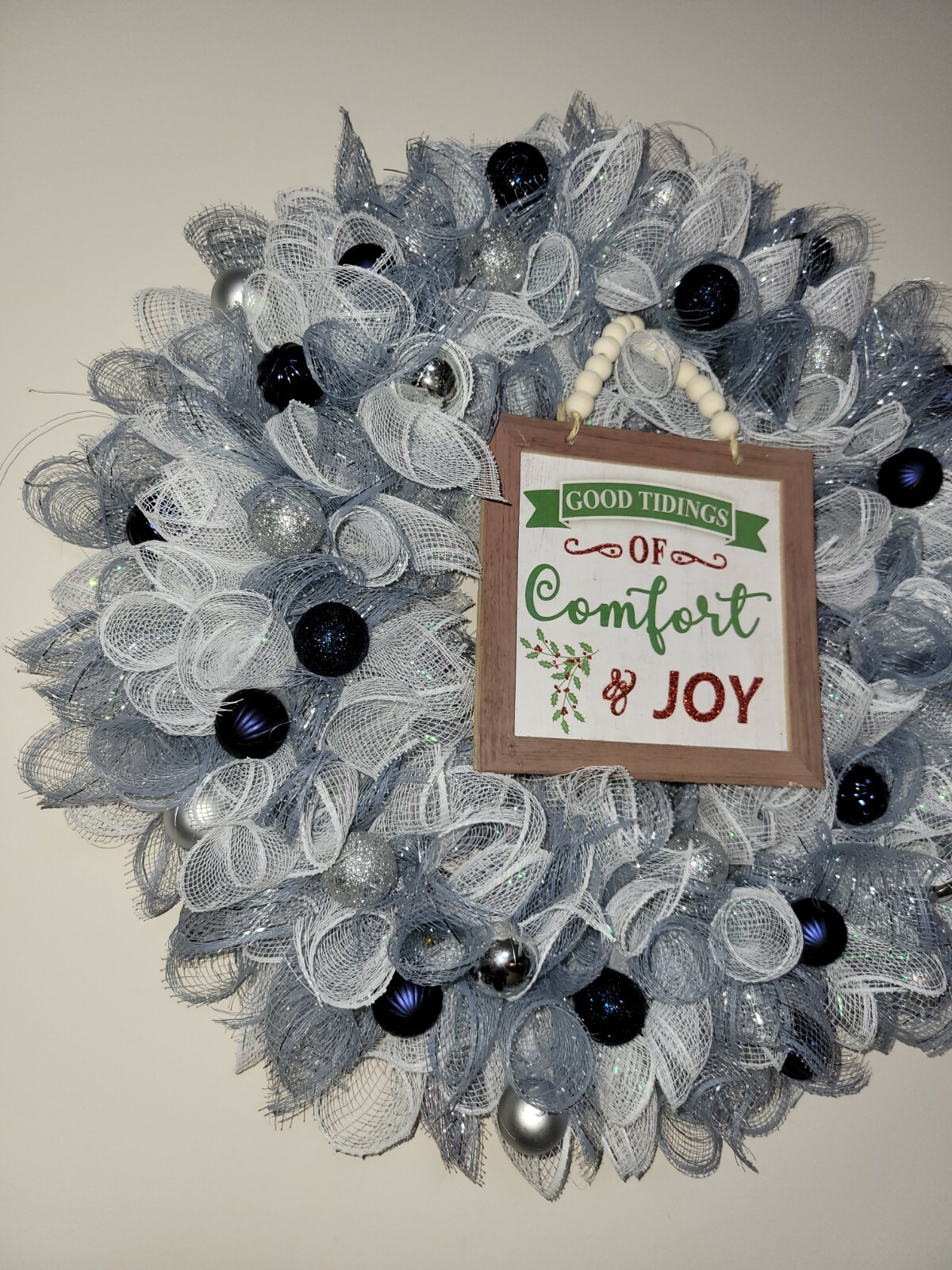 Christmas Joy Happy Holidays Mesh Front Door Wreath Wall Decoration Merry Christ