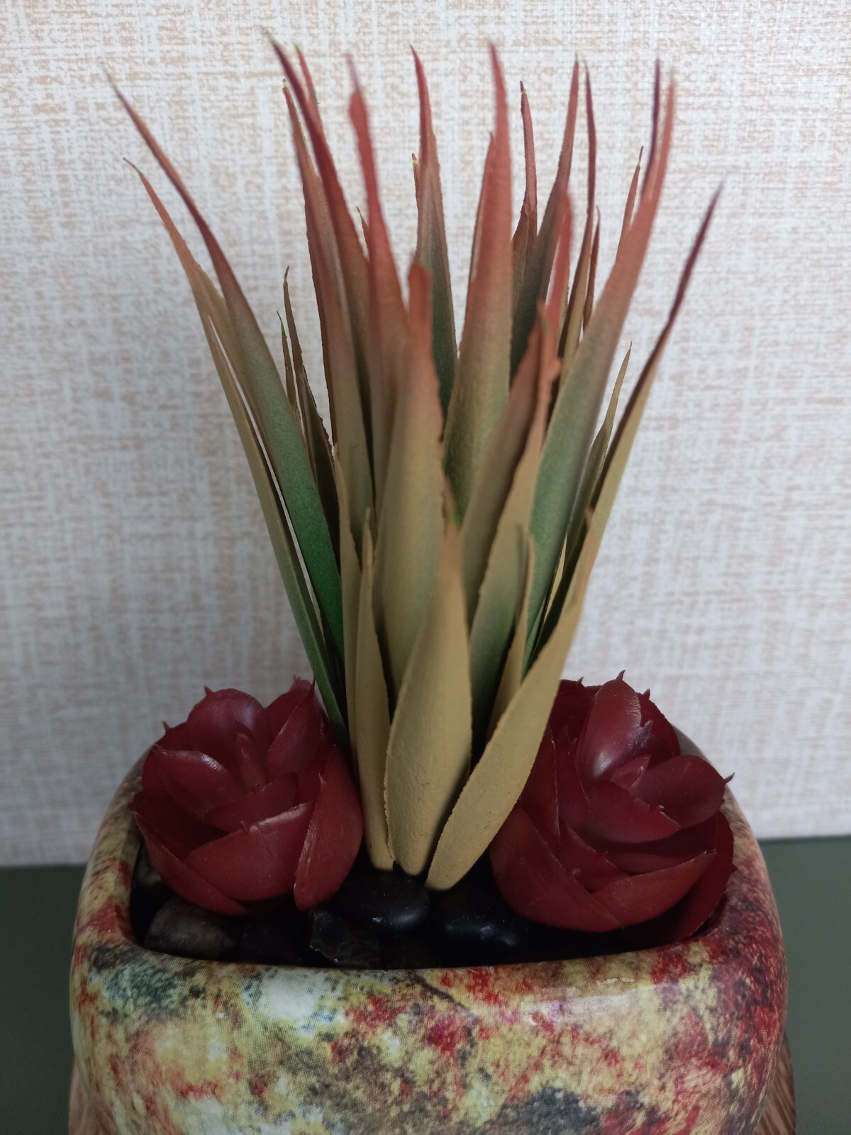 Faux Chic Minimalistic Designed Succulent Plant in Multicolor Ceramic Pot