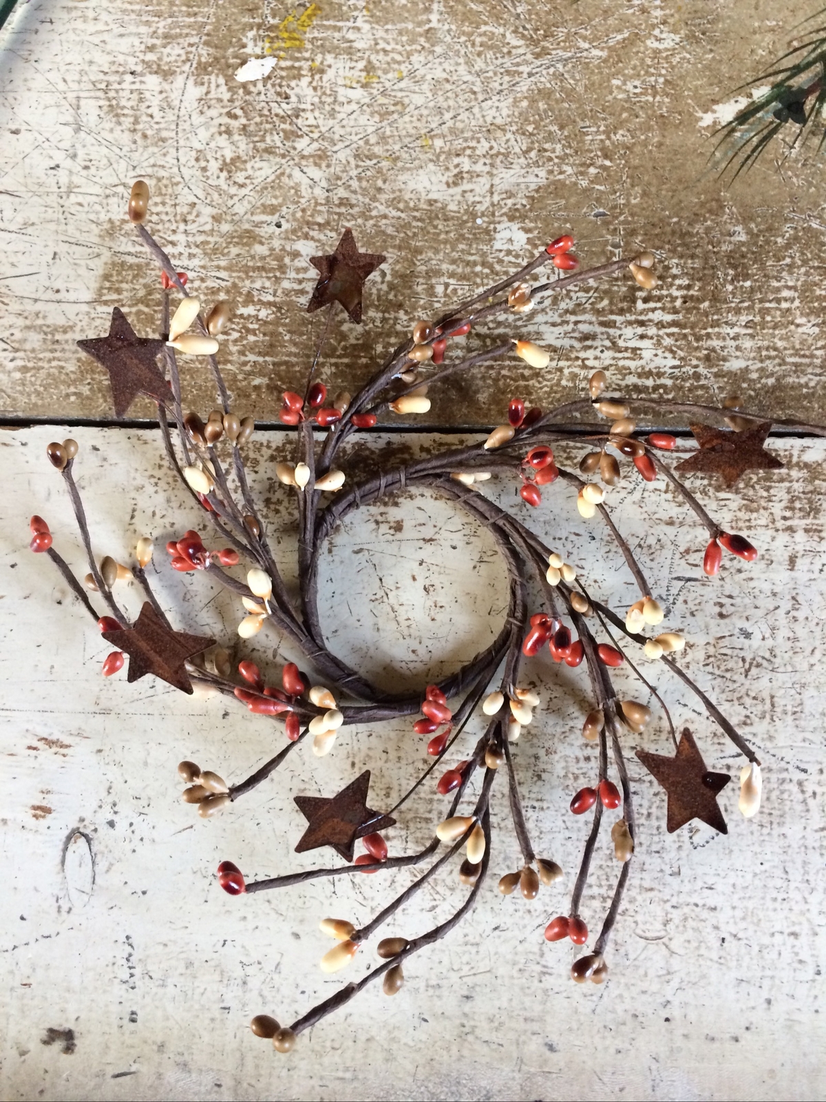 2″ Pip Berry Candle Ring Mini Wreath Pumpkin Spice Mix Rusty Star Pips Wedding