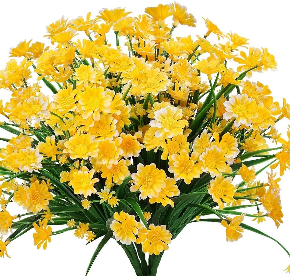 Lifelike Yellow Daisies – 4 Bundles of Durable Faux Flowers for Every Occasion