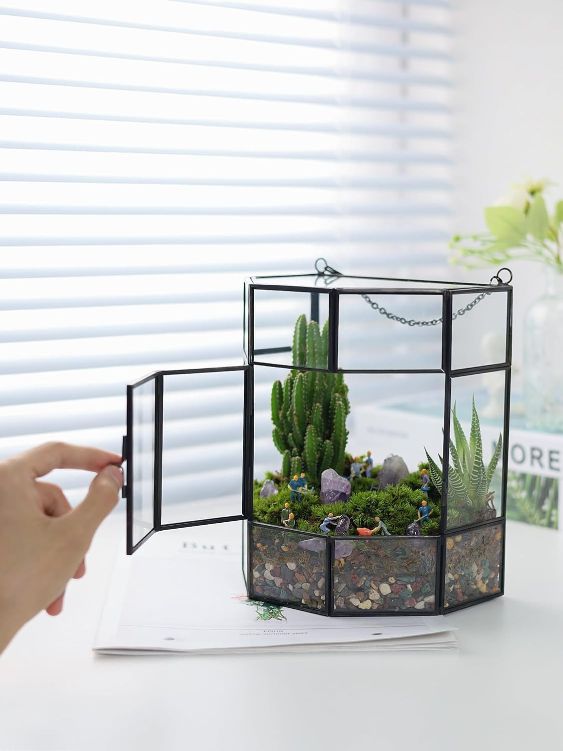 Hanging Glass Plant Terrarium Handmade Mini Greenhouse Indoor for Succulent & Ai
