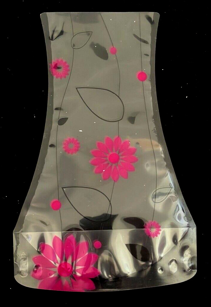 NEW 60 LARGE FOLDING PLASTIC VASES WHOLESALE TRANSPARENT ASSORTED/PATTERNS CLEAR