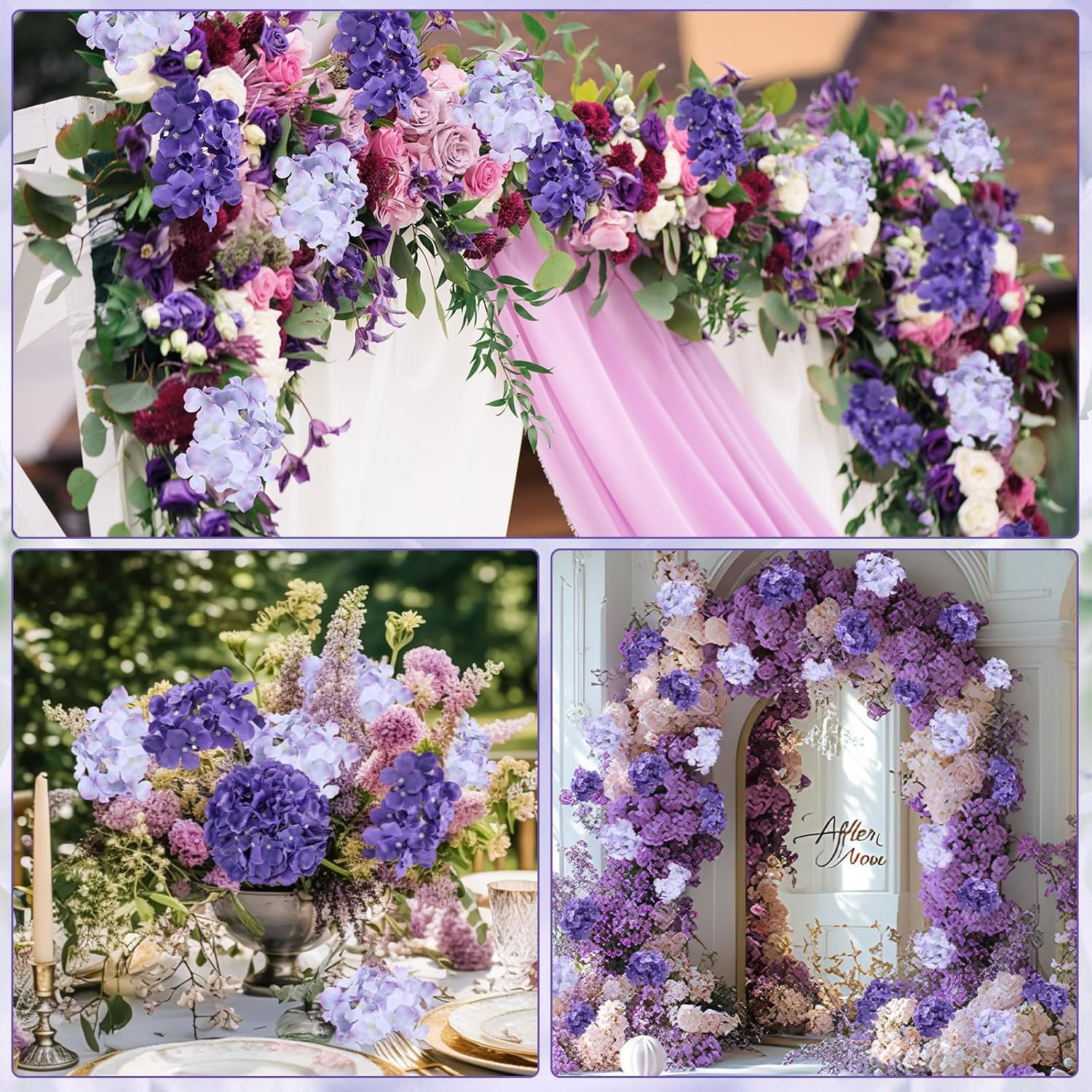 100 Pcs Silk Hydrangea Flower Heads for Wedding & Home Decor – Purple