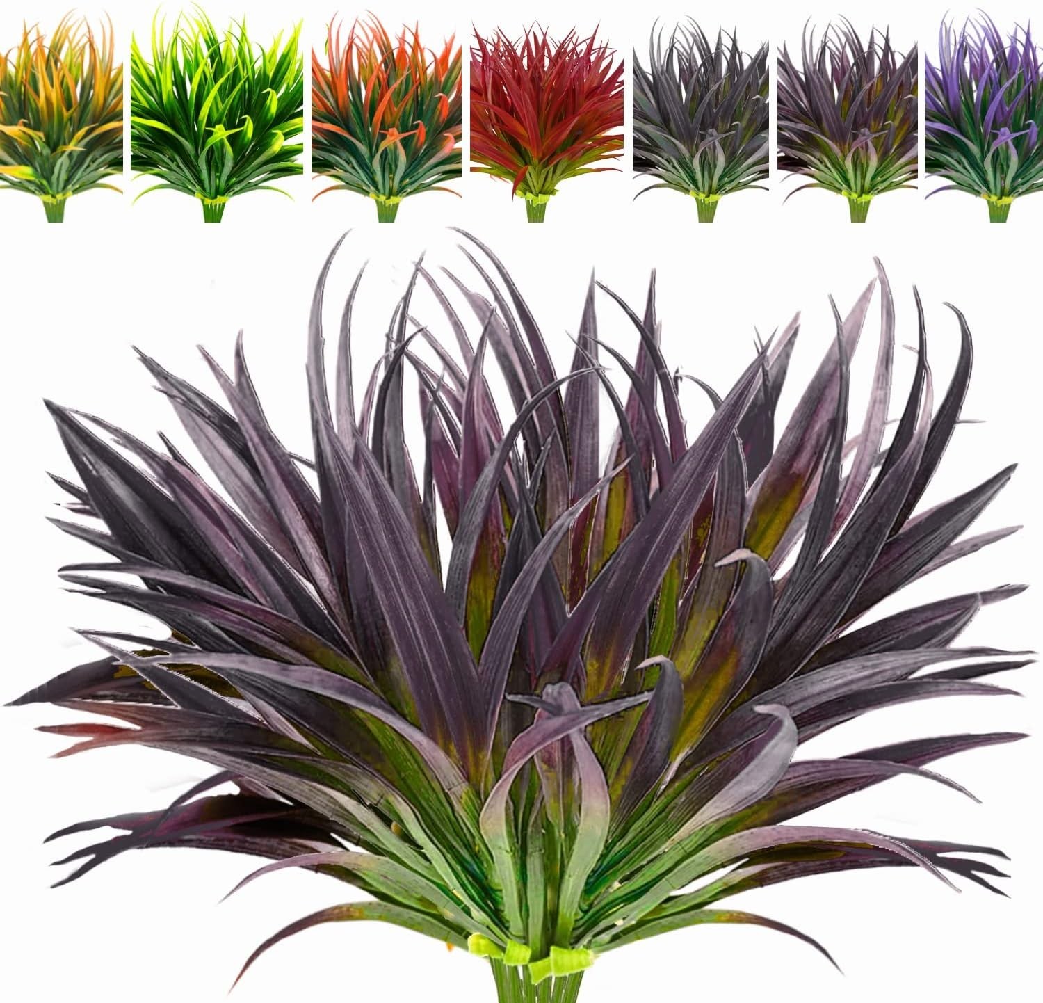 8 Bunches of Tall Faux Grass – UV Resistant Outdoor Decoration for Home & Garden