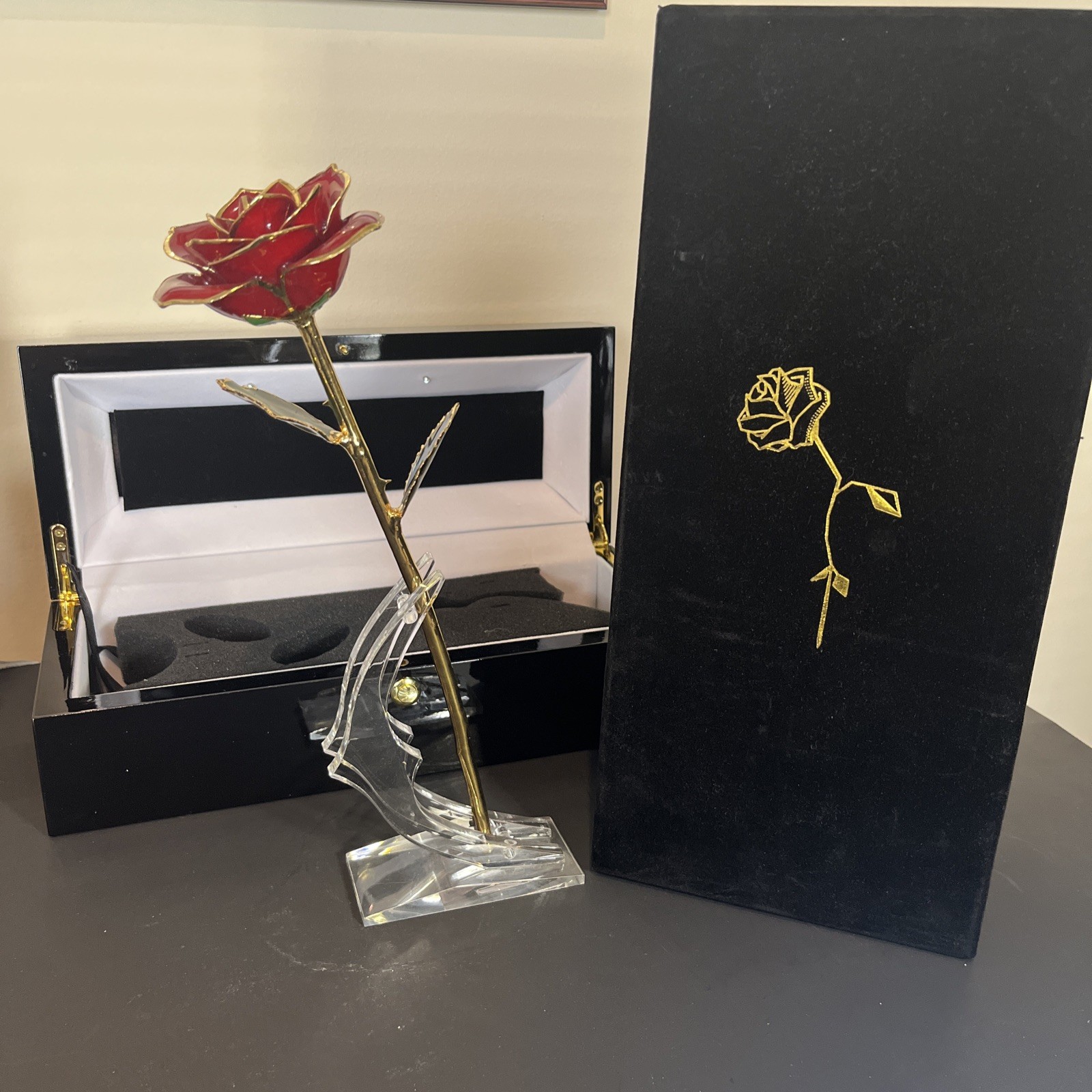 Erternal Rose Eternal Love 24k Gold Dipped Real Rose With Lighted Hard Case 11.5