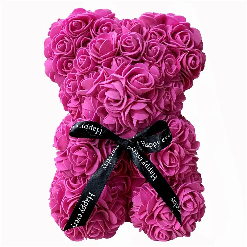 1pcs 25cm Rose Bear Artificial Foam Rose Flower Teddy Bear Valentines Day Gift B