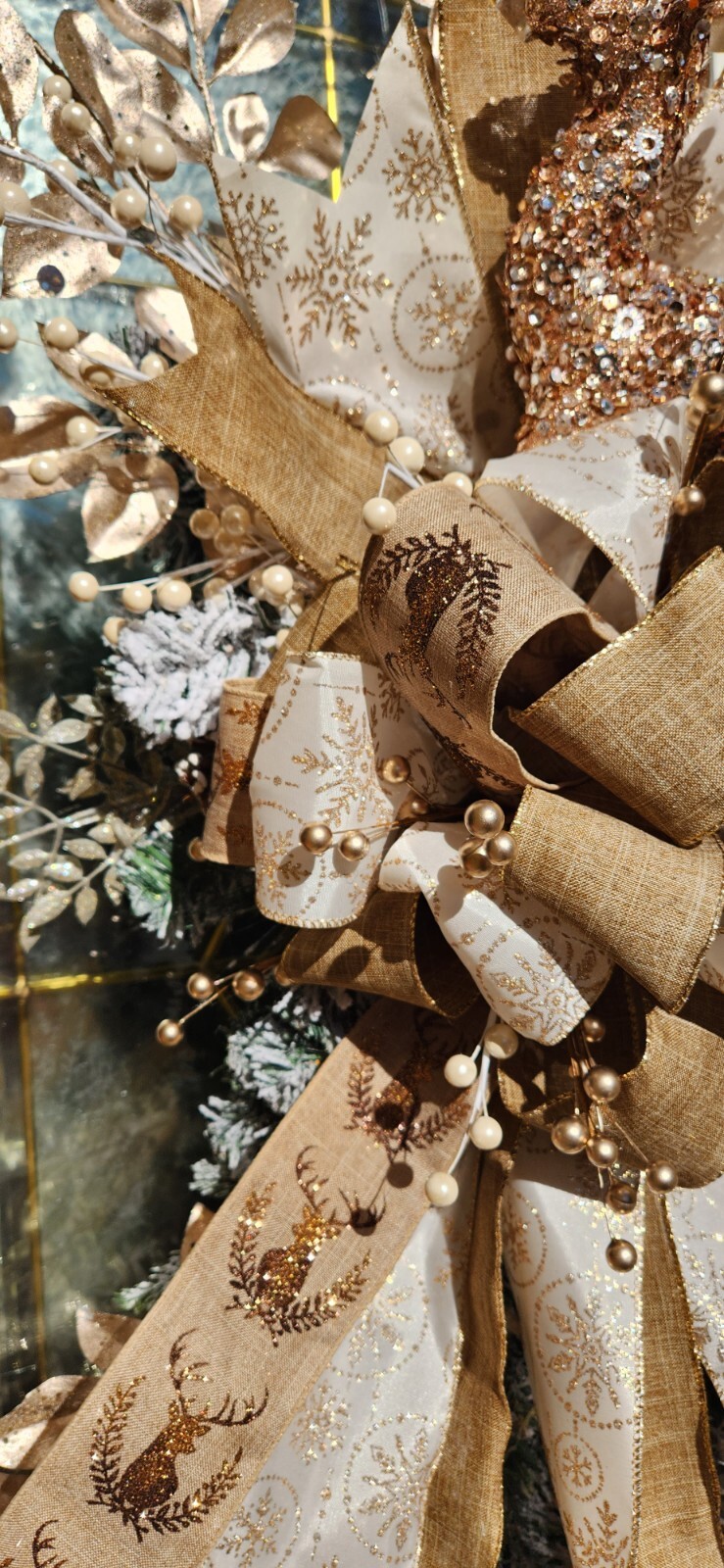 🎄Rustic Christmas Elegant Golden Holiday Door Decor Hunters Wreath