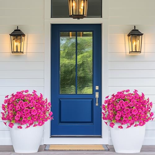MARTINE MALL Look Real Artificial Flowers for Outdoors, 12 Bundles Fuchsia