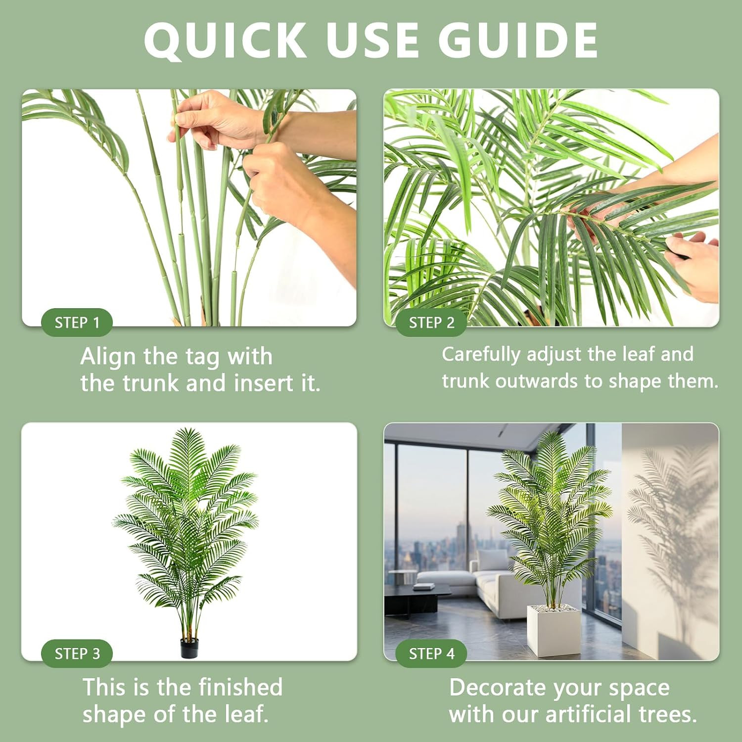 6FT Artificial Areca Palm Tree Faux Indoor Plant 18 Leaves Home Office Decor Pot