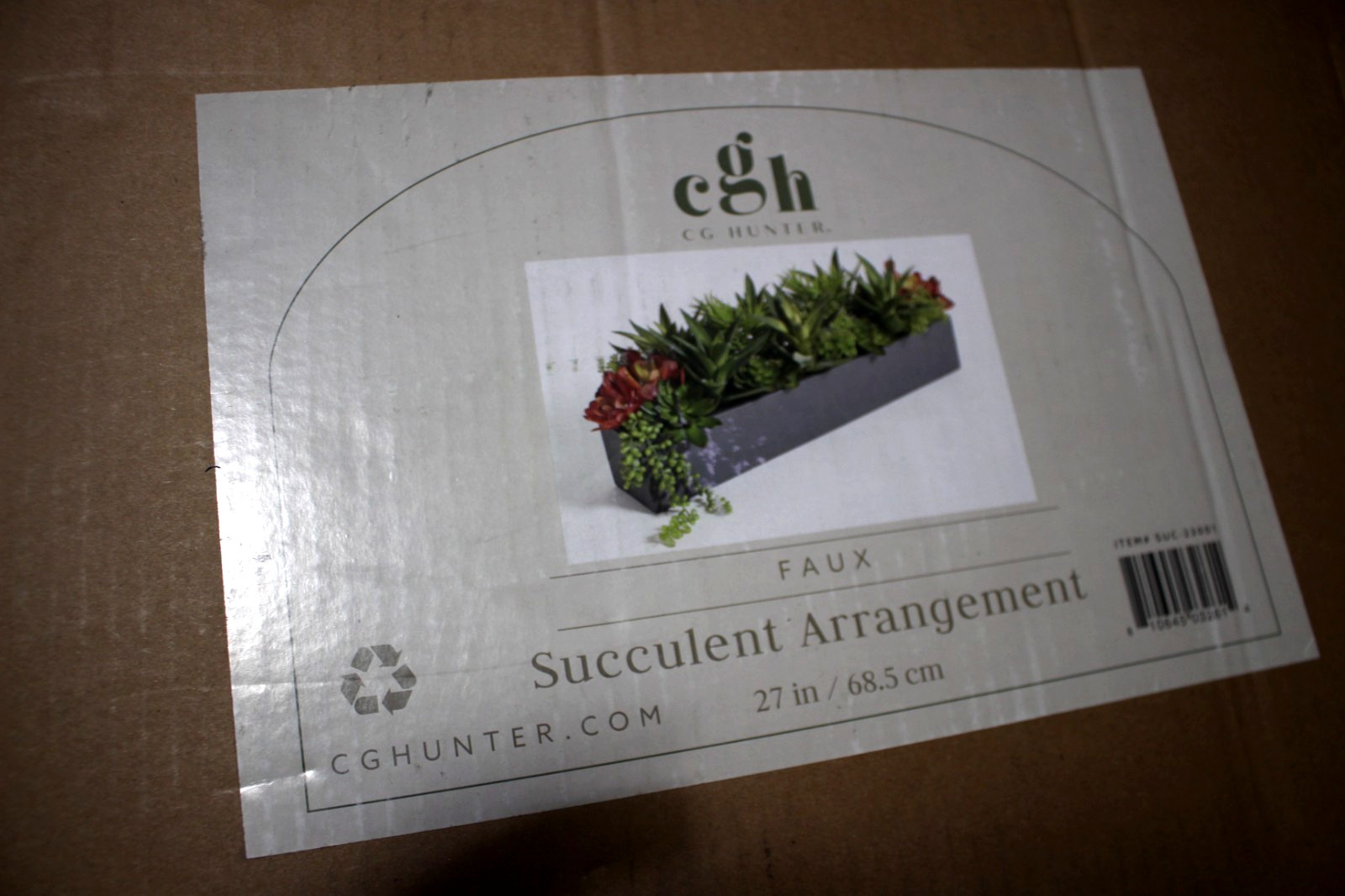 CGH CG HUNTER FAUX SUCCULENT ARRANGEMENT 27″ RECTANGULAR GRAY