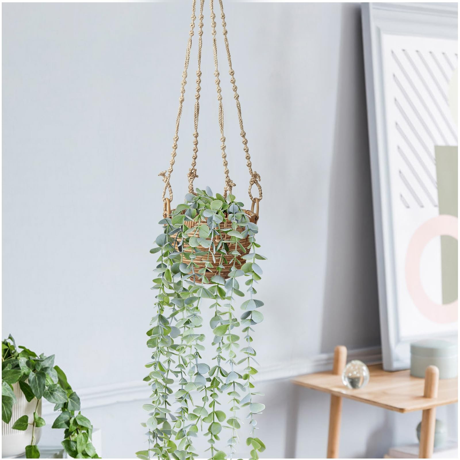 Fake Hanging Plants Eucalyptus Potted Artificial Plant Small Faux Ivy Vines D…