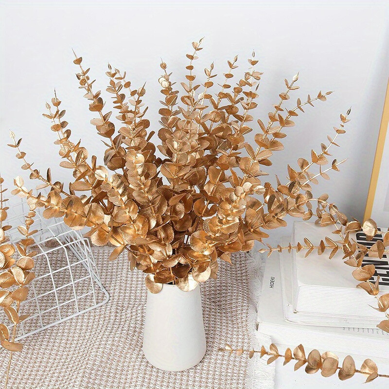 8Pcs Eucalyptus Stems Artificial Leaves Branches Winter Christmas Bouquet Decor