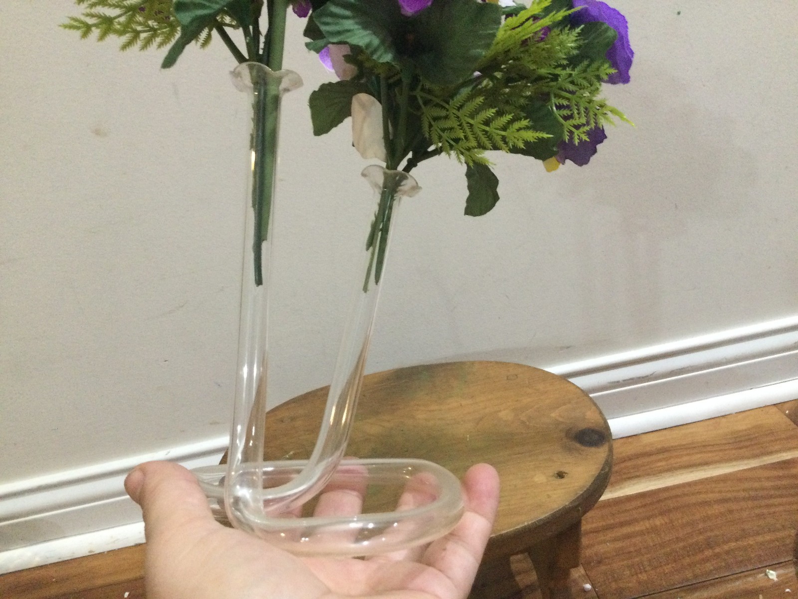 art. pansy arrangemen Double Tube Bud Clear Art HandBlown Glass Propagation Vase