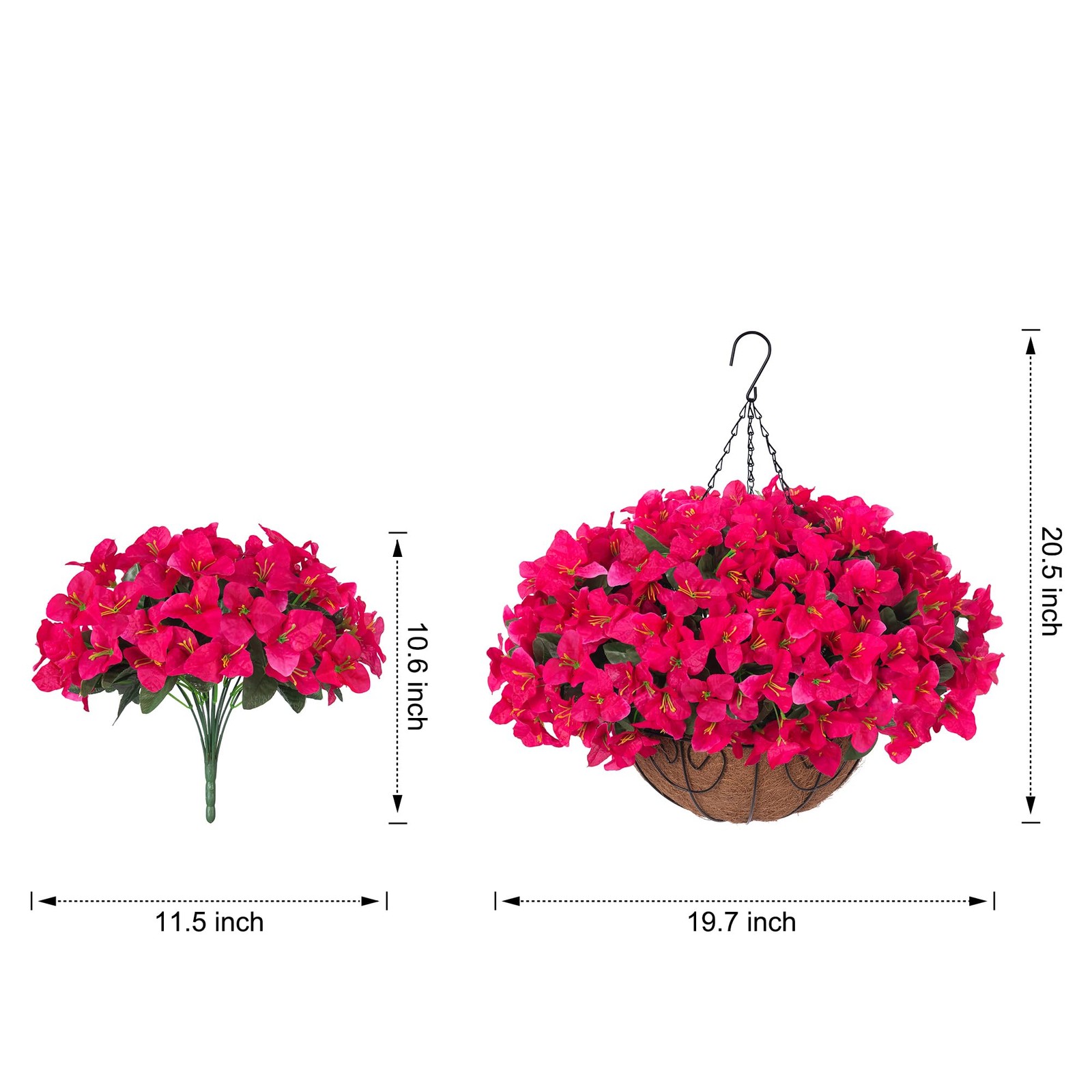 Artificial Fake Hanging Flowers Plants Basket for Outdoors Spring Summer Deco…