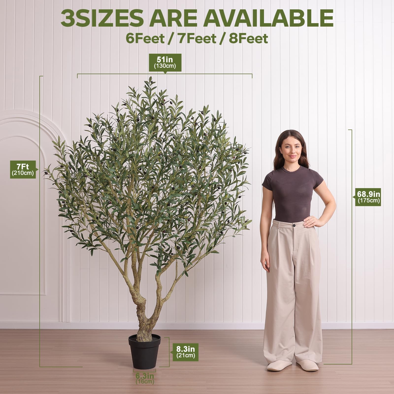 Olive Tree Artificial Indoor 7ft – Large Fake Plants – Realistic Faux Olive T…