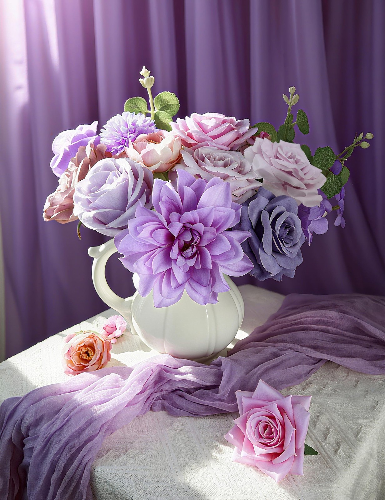 yuagolle Purple Silk Artificial Flowers Bulk Boxed Set