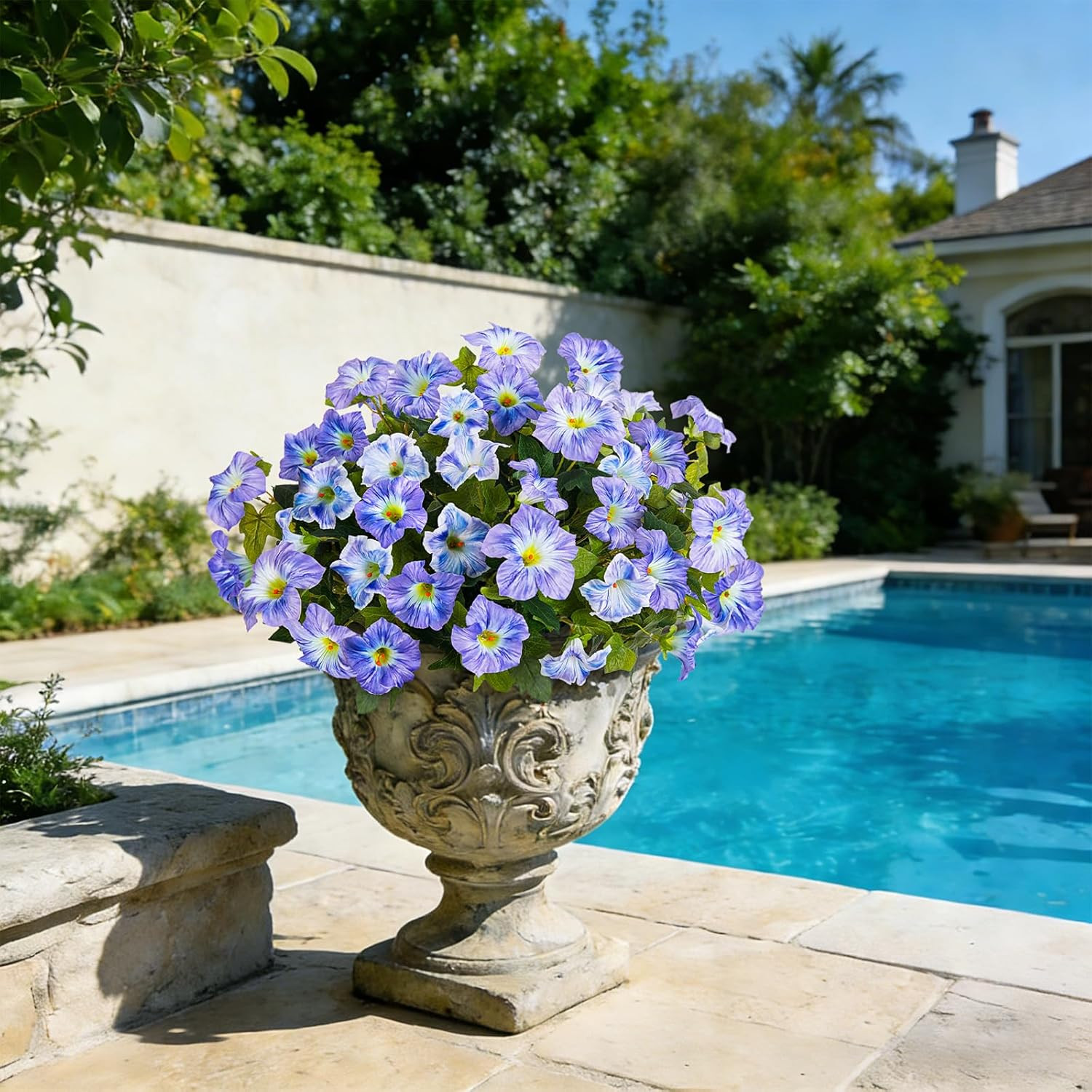 6 Pcs Artificial Petunia Flowers for Outdoor, Fake Spring Petunias Faux Silk Flo