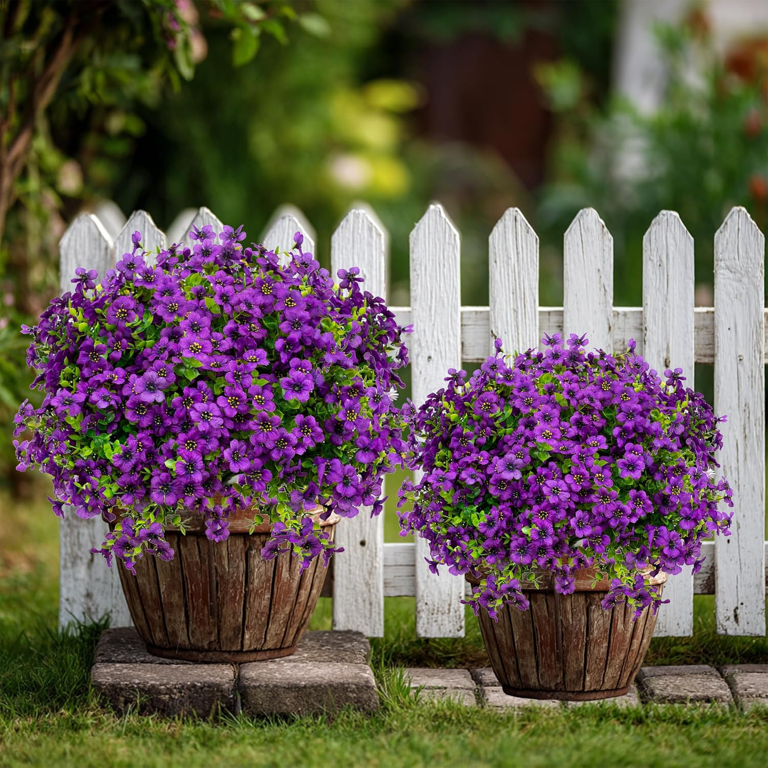 AXYLEX Artificial Flowers for Outdoors, 16 Bundles Fake Plants (Purple) | UV res