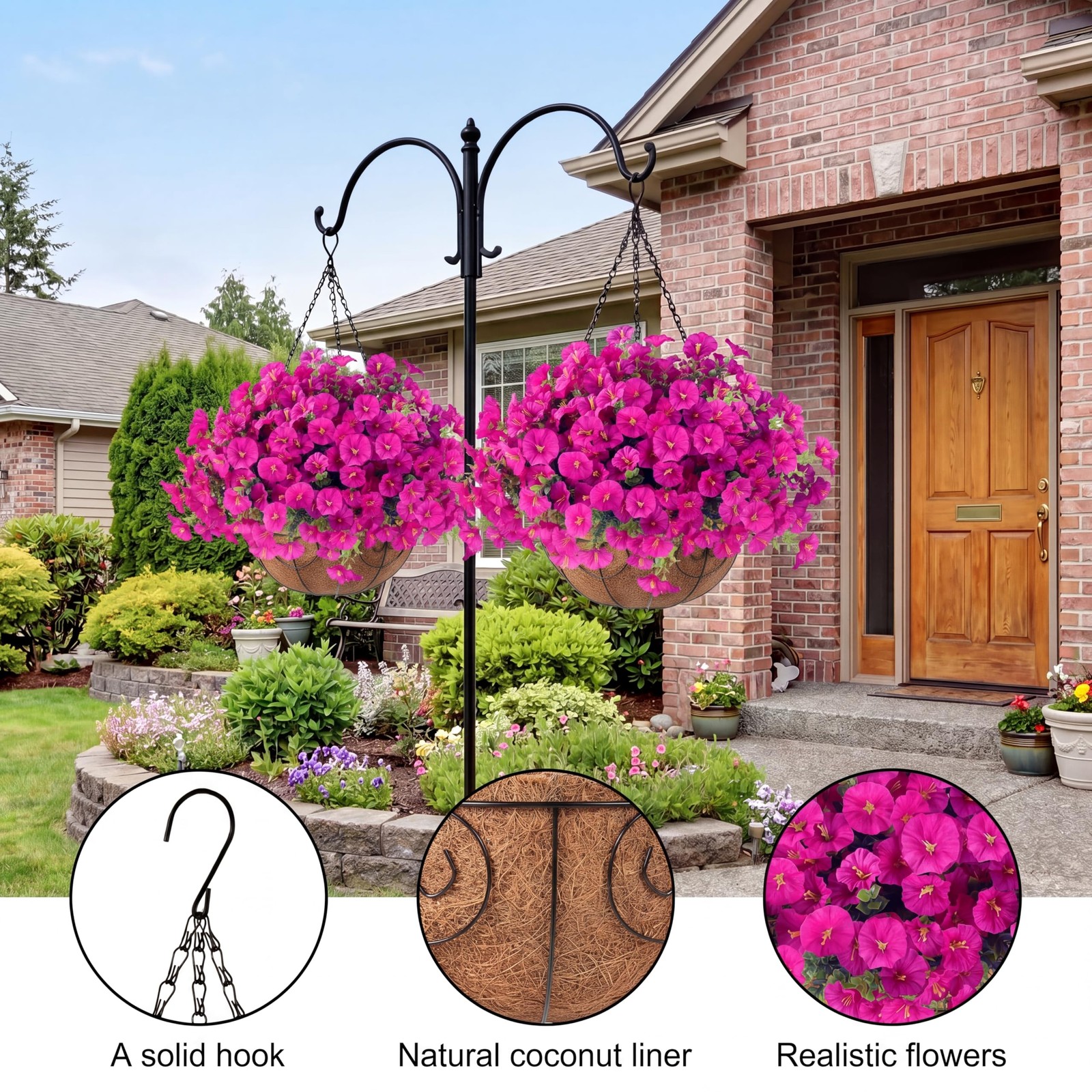 Artificial Flowers for Outdoors with Baskets Hanging Plant Faux Flowers UV Re…