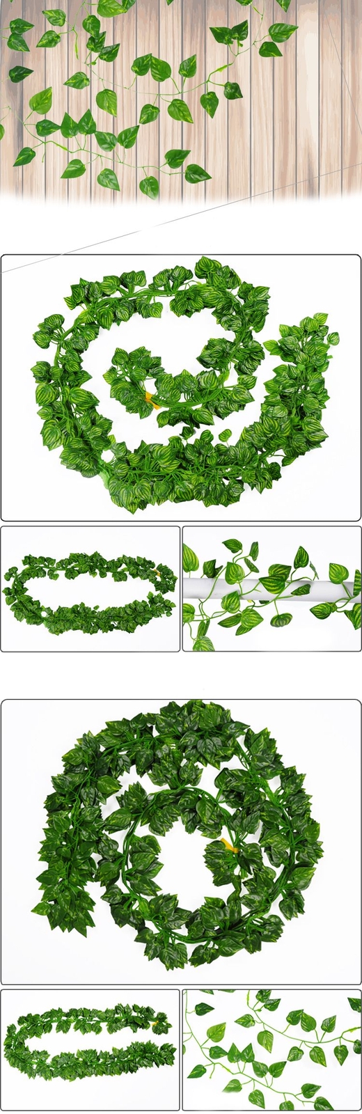200cm Artificial Green Leaf Ivy Vine Hanging Decor For Indoor Home Ornament NEW
