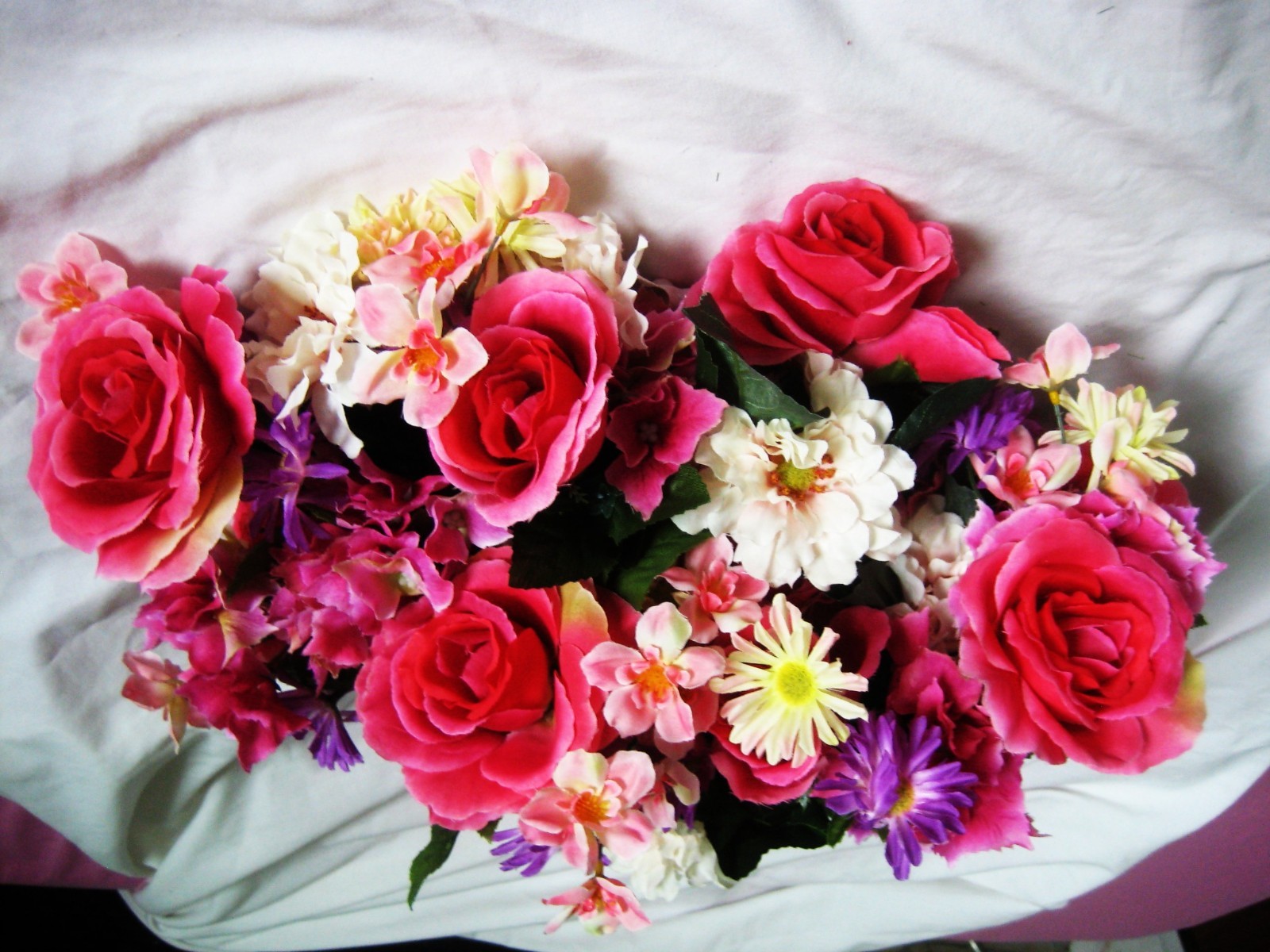 Hobby Lobby artificial flowers` 2 bunches with tag # 151381 mixed species colors