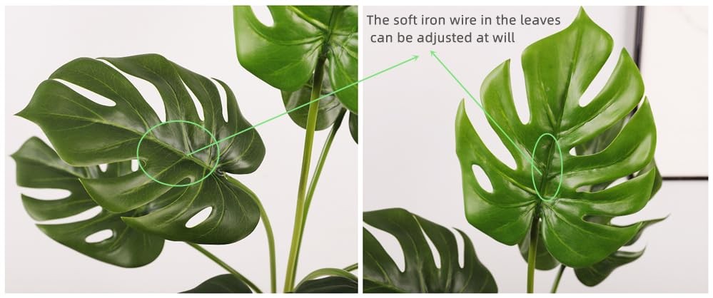 28 inch Artificial Palm Plants Leaves Faux Turtle Leaf with 7 Stems,Monstera …